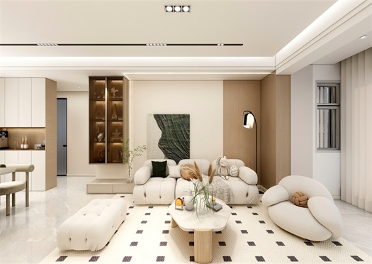 中?！ぞ砰?135平米現(xiàn)代奶油風(fēng)效果圖