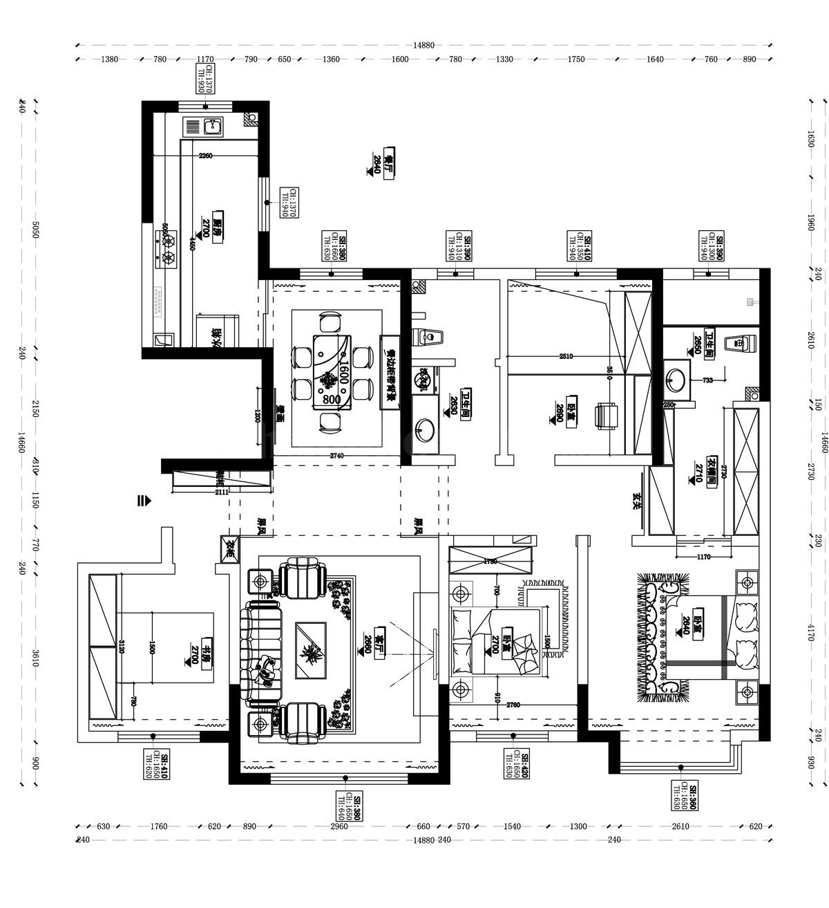 璽云臺(tái)175㎡平面布置圖